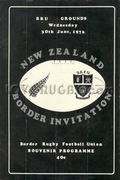 1976 Border Invitation XV v New Zealand  Rugby Programme